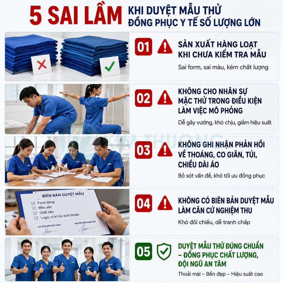 5 sai lầm khi duyệt mẫu thử đồng phục y tế số lượng lớn và hướng dẫn chọn đồng phục chuẩn