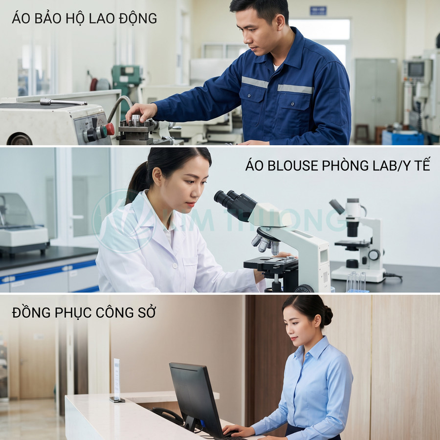 Các mẫu đồng phục áo bảo hộ lao động, áo blouse phòng lab y tế và đồng phục công sở cho nhân viên