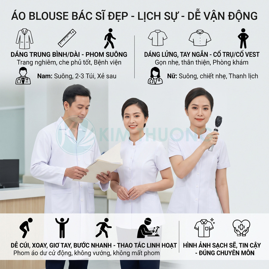 Mẫu áo blouse bác sĩ đẹp, lịch sự và dễ vận động