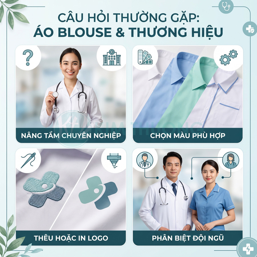 Áo blouse bác sĩ và đồng phục y tá nhiều màu, thêu logo, giúp nâng tầm chuyên nghiệp và phân biệt đội ngũ