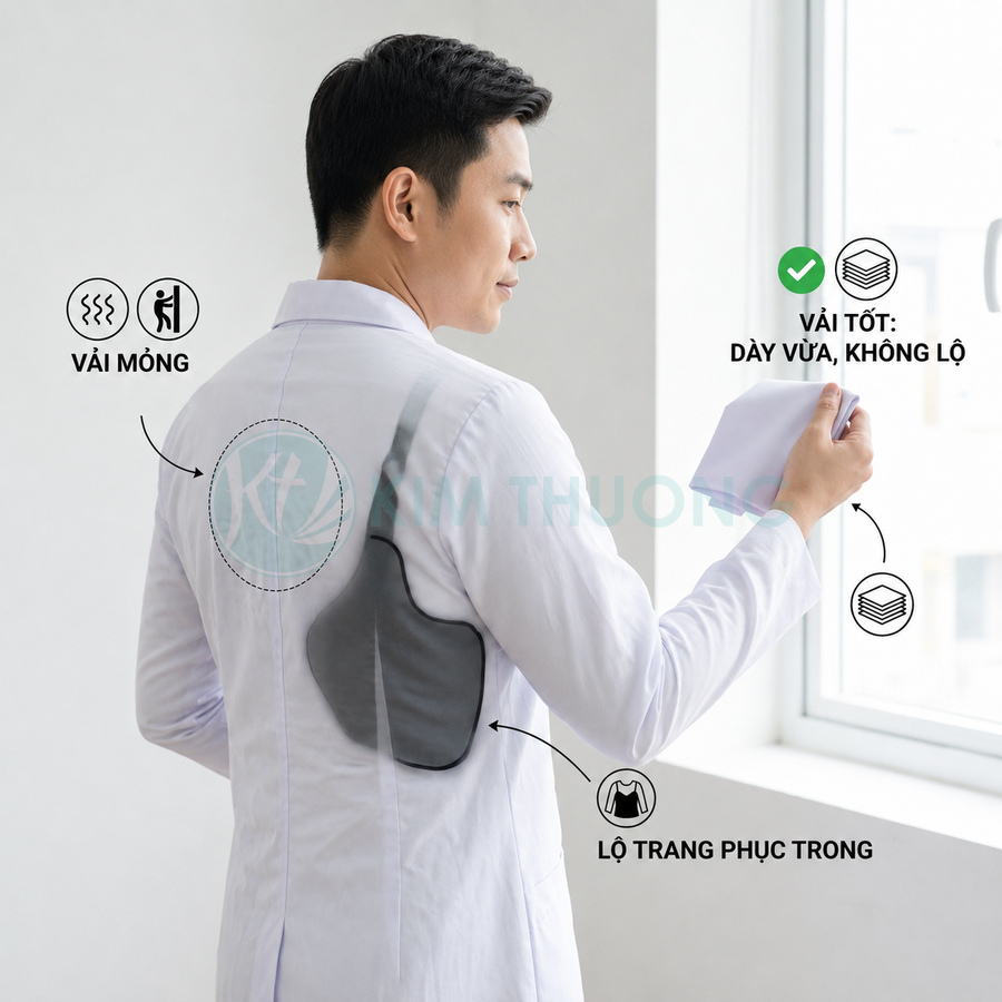 Áo blouse nam màu trắng vải dày vừa không lộ, phù hợp mặc ngoài trang phục trong