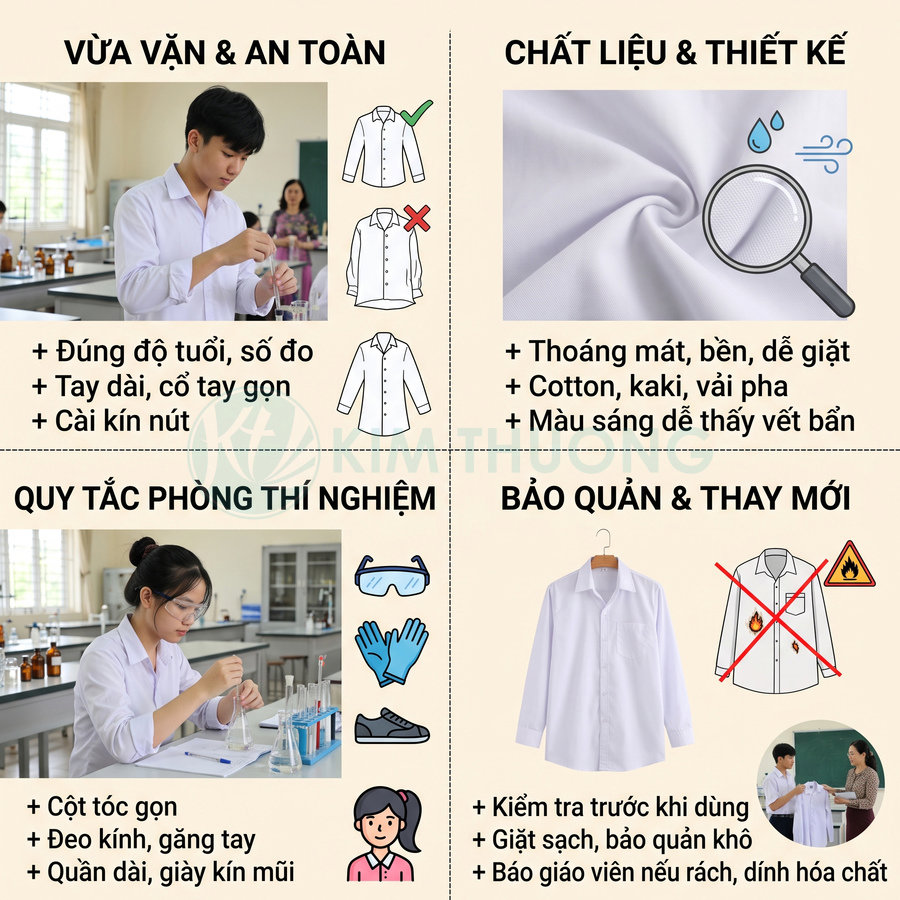 Áo blouse phòng thí nghiệm cho học sinh cần lưu ý gì?