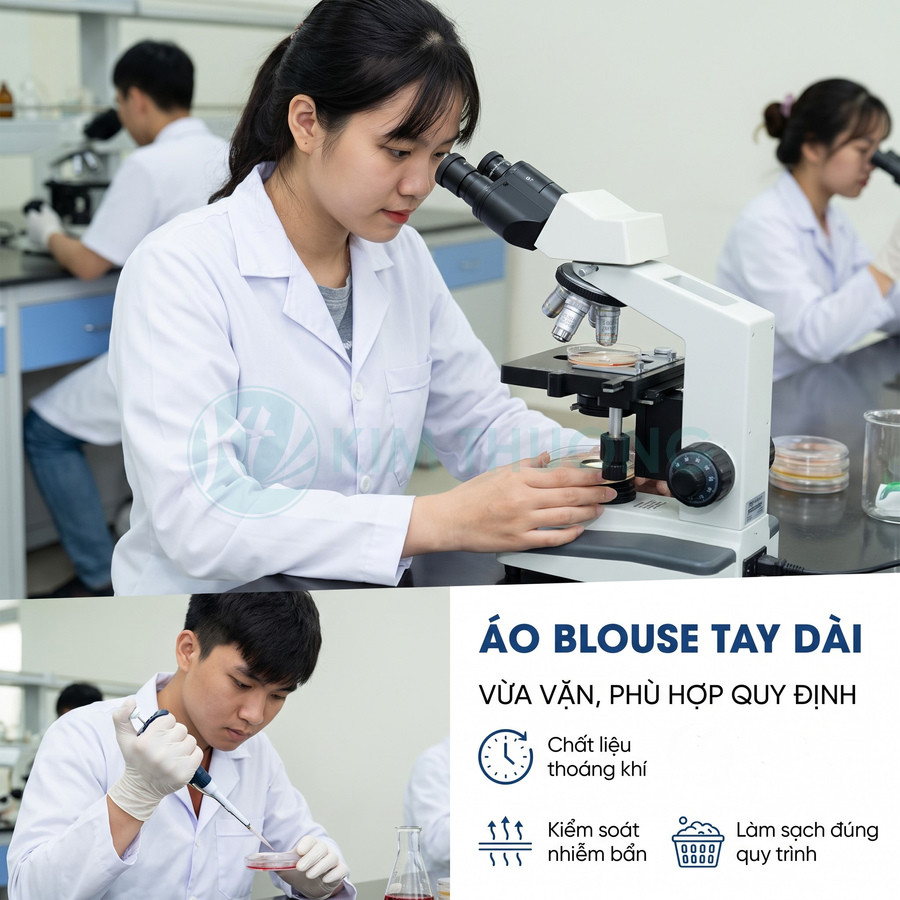 Áo blouse phòng thí nghiệm cho sinh viên sinh học và vi sinh