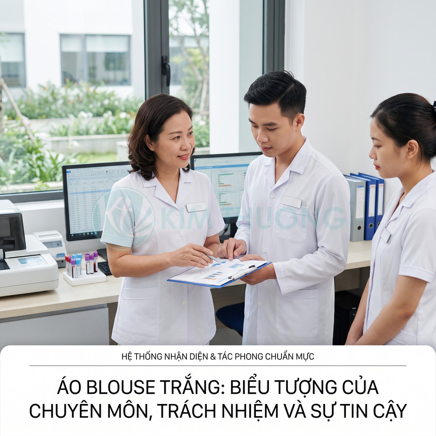 Áo blouse trắng biểu tượng cho điều gì trong môi trường chuyên môn?