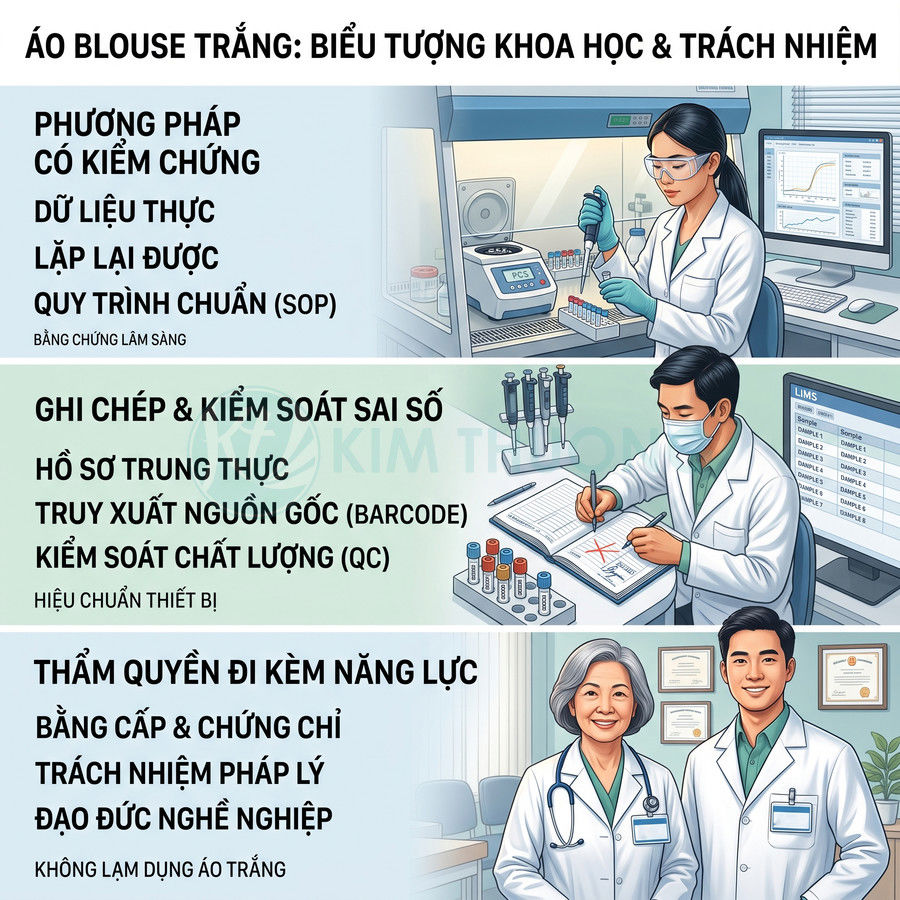 Áo blouse trắng của bác sĩ và kỹ thuật viên phòng thí nghiệm biểu tượng khoa học trách nhiệm và đạo đức nghề nghiệp