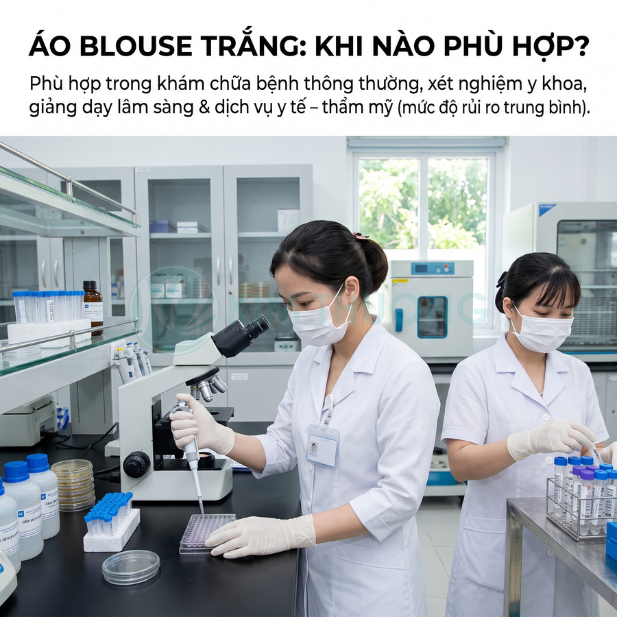 Nhân viên y tế mặc áo blouse trắng làm xét nghiệm trong phòng thí nghiệm y khoa