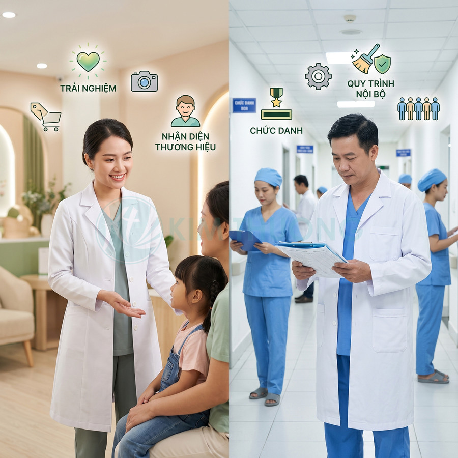 Bác sĩ và điều dưỡng bệnh viện tư vấn, chăm sóc bệnh nhi và xem hồ sơ bệnh án trong hành lang khám chữa bệnh