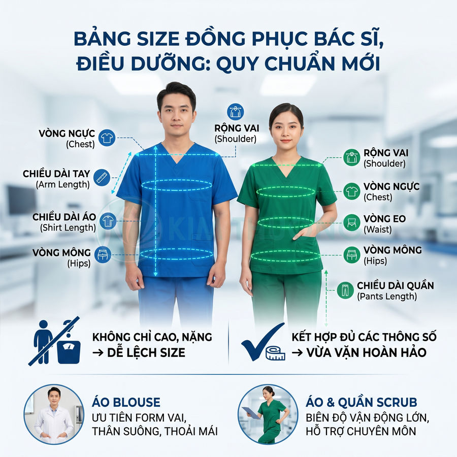 Bảng Size Đồng Phục Bác Sĩ, Điều Dưỡng Chuẩn Nhất