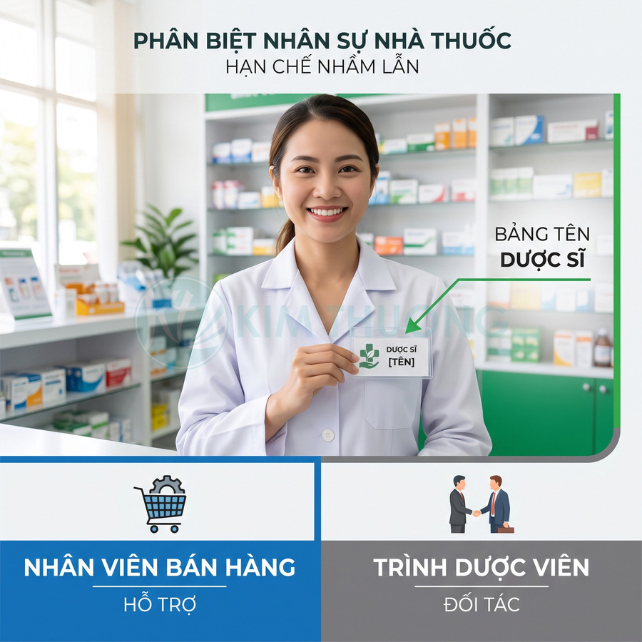 Bảng tên dược sĩ cho nhân viên nhà thuốc giúp phân biệt với nhân viên bán hàng và trình dược viên