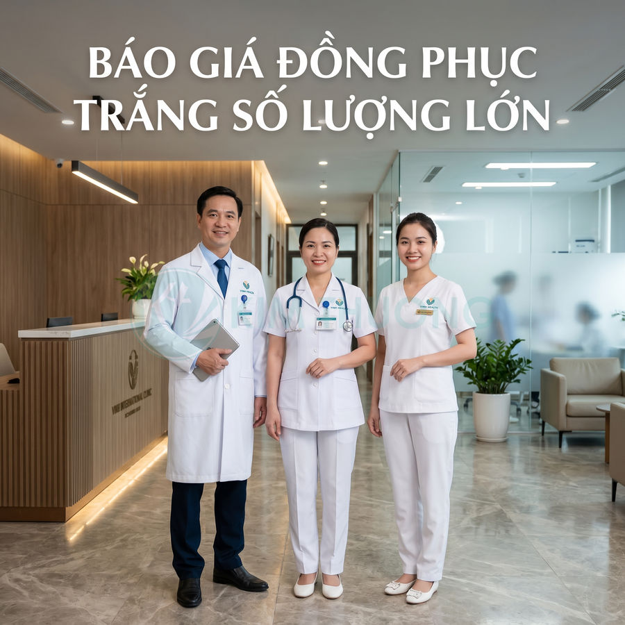 Bộ đồng phục y tá bác sĩ màu trắng cho bệnh viện phòng khám hiện đại