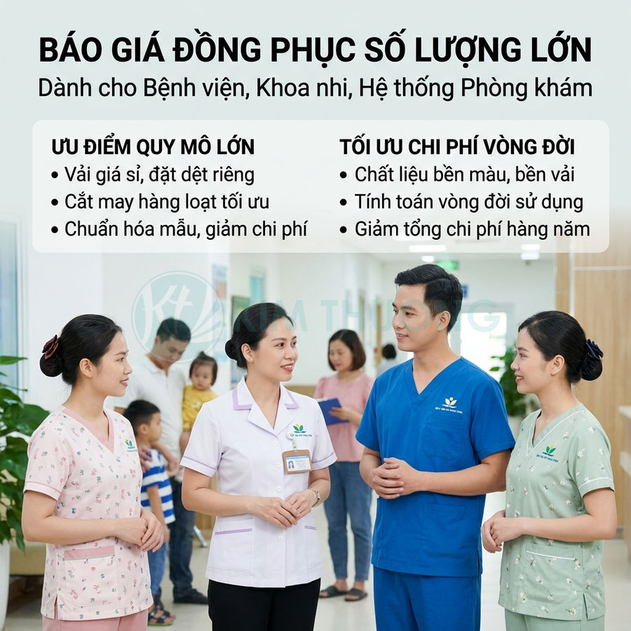 Nhân viên y tế mặc đồng phục bệnh viện nhiều màu sắc tư vấn báo giá may đồng phục số lượng lớn