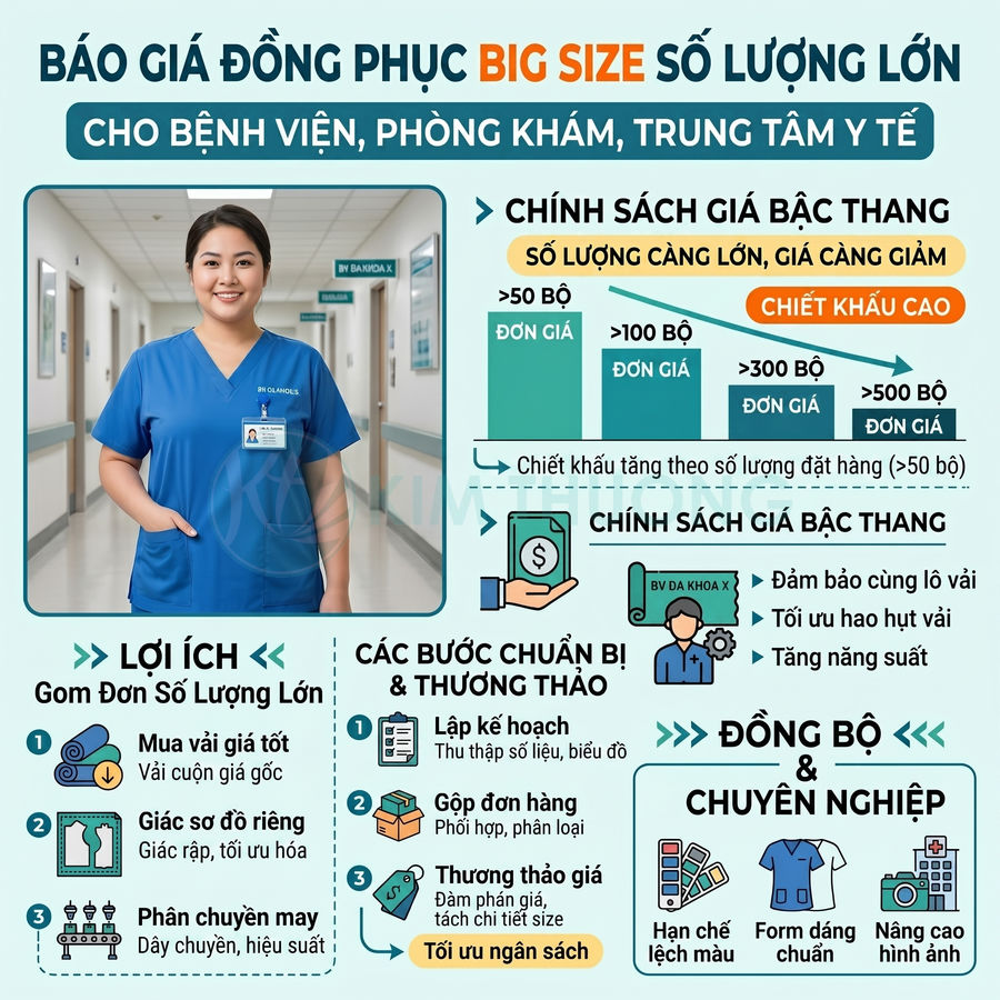 Báo giá đồng phục y tá big size số lượng lớn cho bệnh viện phòng khám trung tâm y tế