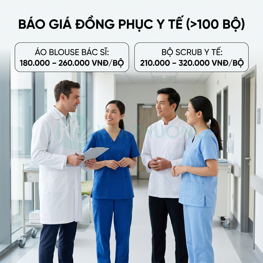 Báo giá đồng phục y tế với áo blouse bác sĩ và bộ scrub cho nhân viên bệnh viện