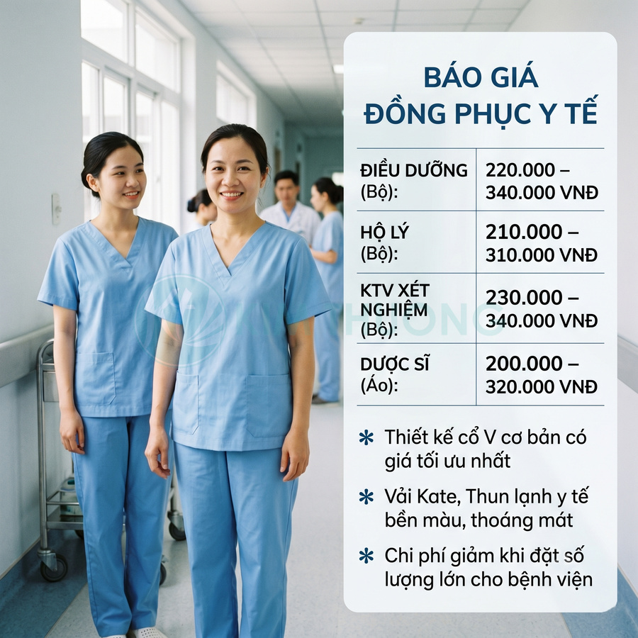 Báo giá đồng phục y tế màu xanh cho điều dưỡng hộ lý kỹ thuật viên và dược sĩ trong bệnh viện