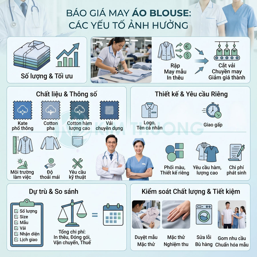 Báo giá may áo blouse theo số lượng mới nhất