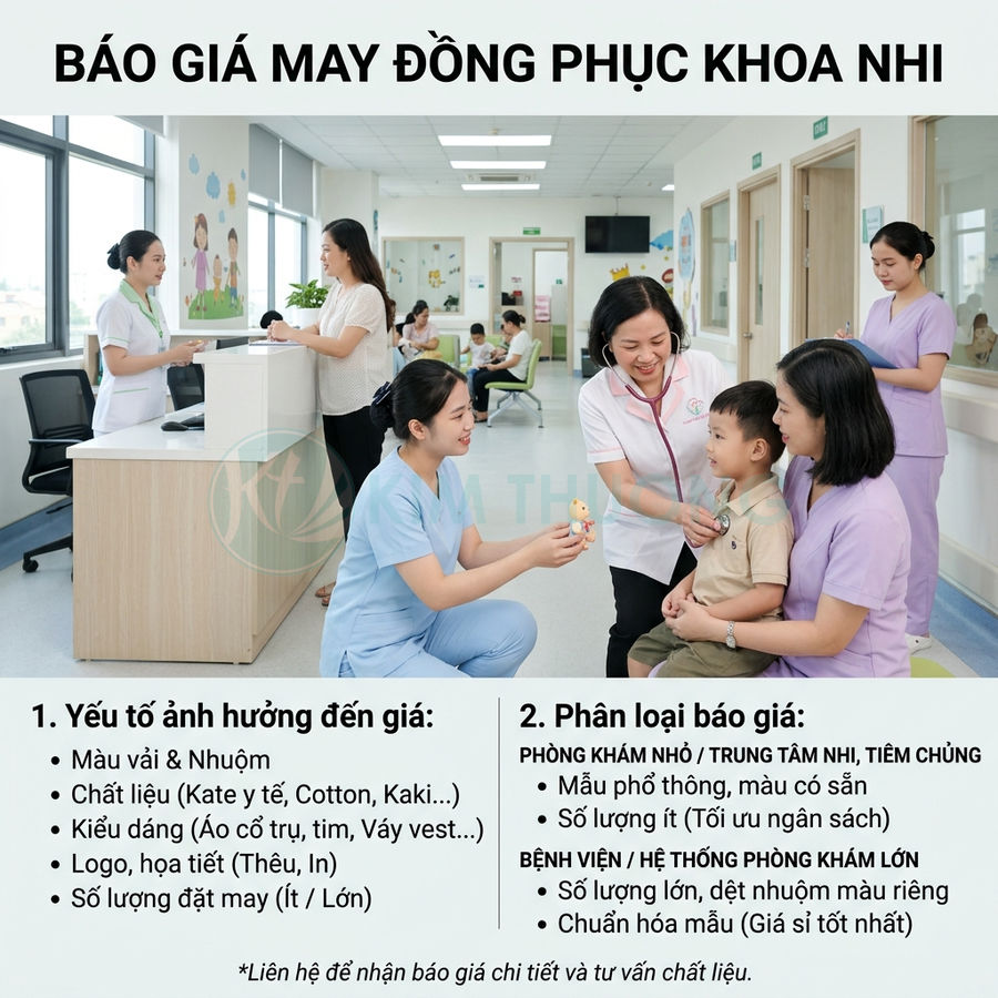 Báo giá may đồng phục y tá khoa nhi với mẫu áo quần y tế cho bệnh viện và phòng khám trẻ em