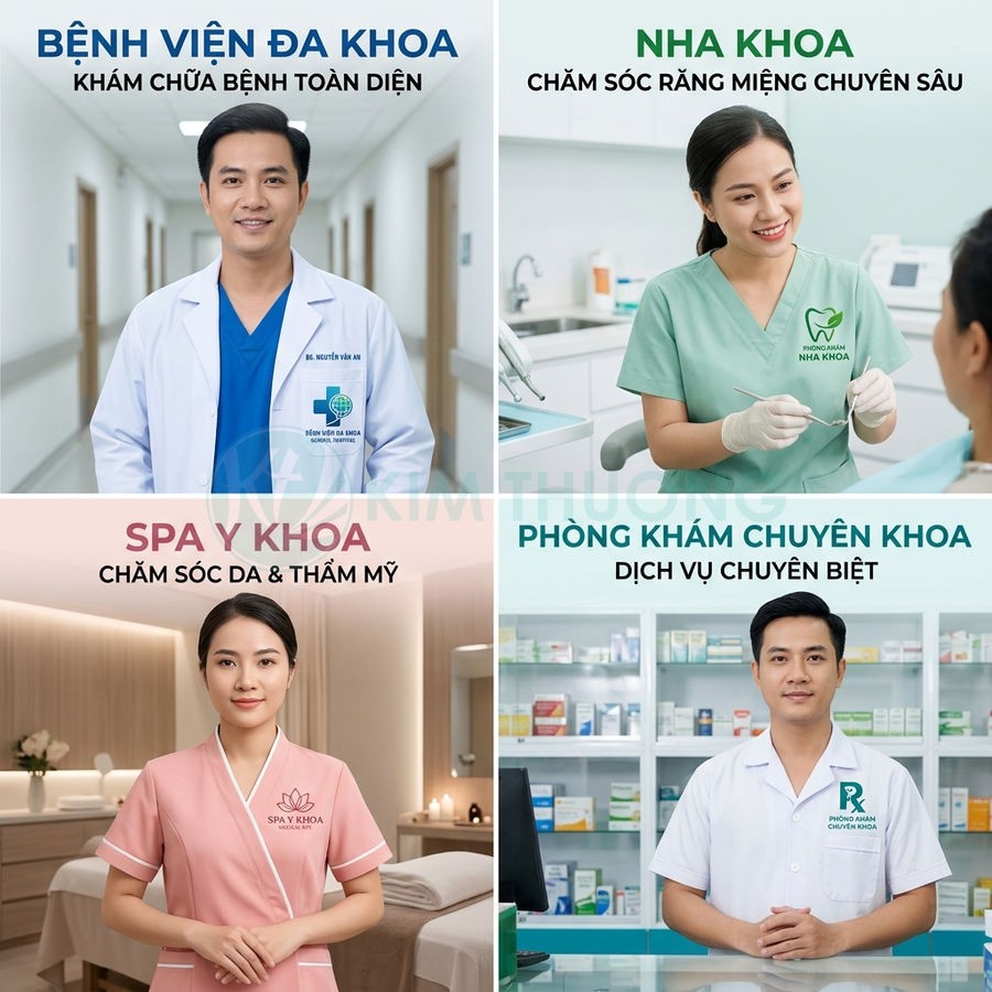 Nhân viên y tế và bác sĩ tại bệnh viện, nha khoa, spa y khoa và phòng khám chuyên khoa
