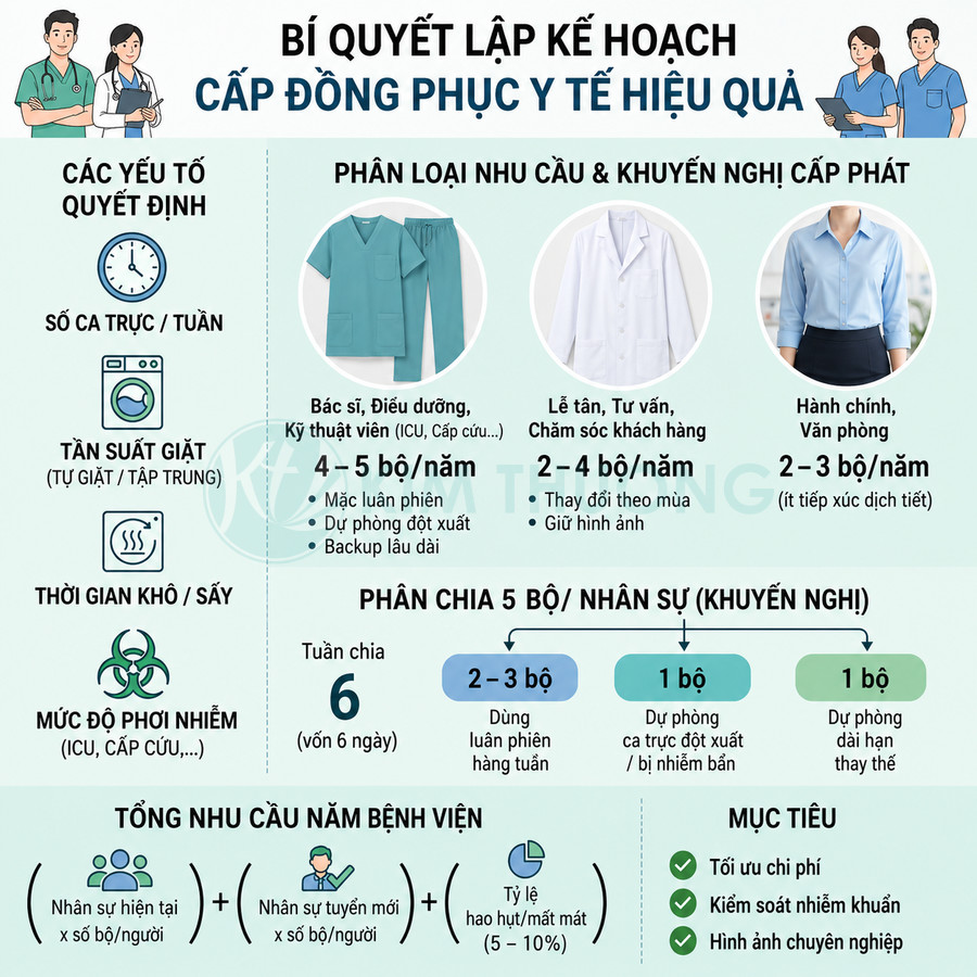 Hướng dẫn lập kế hoạch cấp phát đồng phục y tế cho bác sĩ điều dưỡng lễ tân và nhân viên hành chính
