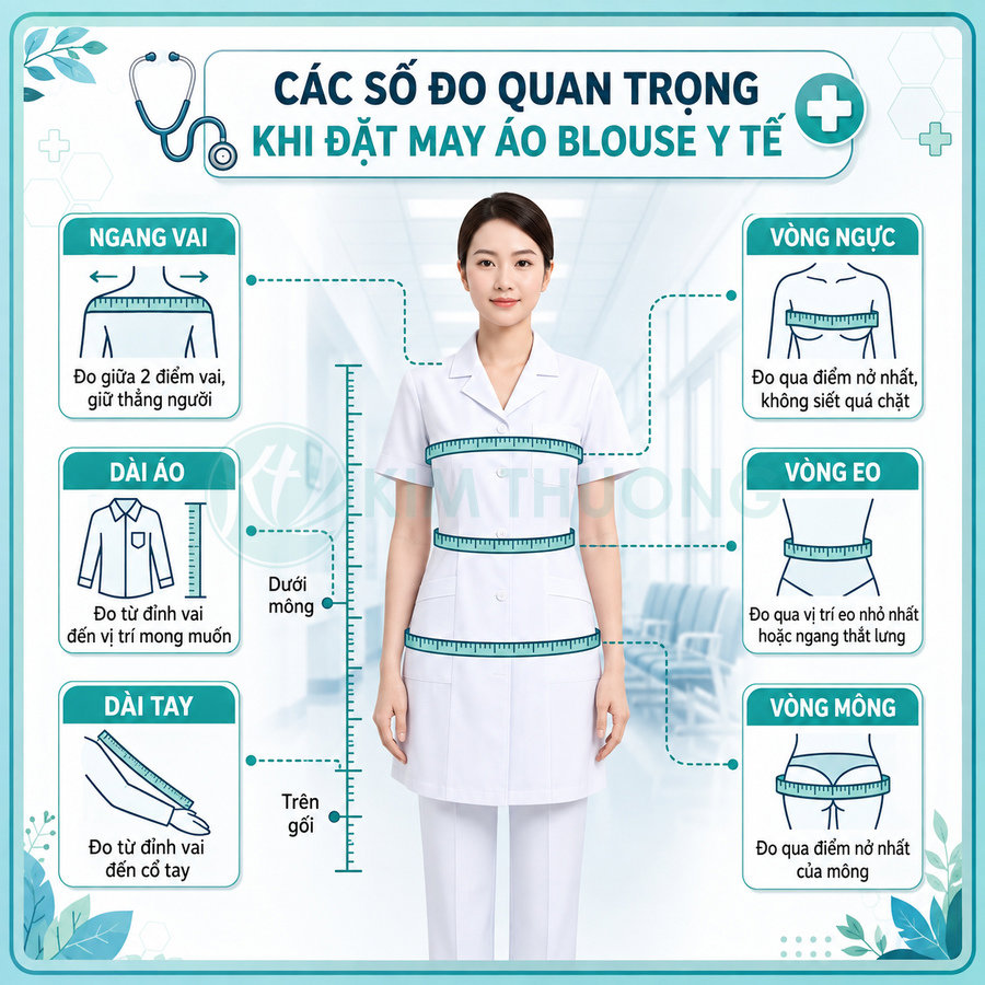 Hướng dẫn đo số đo cơ thể khi đặt may áo blouse y tế cho nữ nhân viên y tế