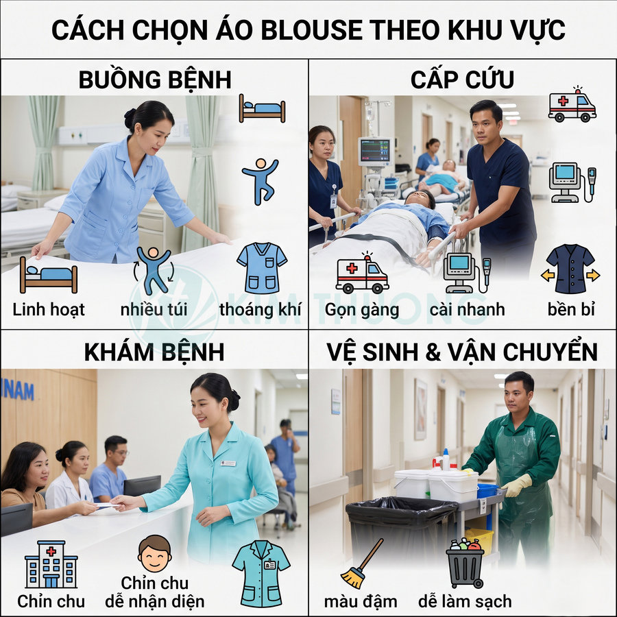 Hướng dẫn chọn áo blouse cho nhân viên y tế theo từng khu vực làm việc trong bệnh viện