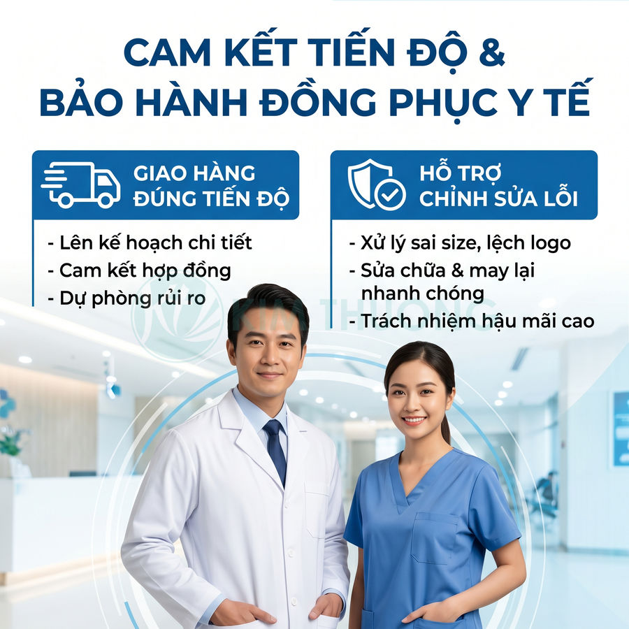 Đồng phục y tế cao cấp cho bác sĩ và y tá với cam kết giao hàng đúng tiến độ và hỗ trợ chỉnh sửa lỗi