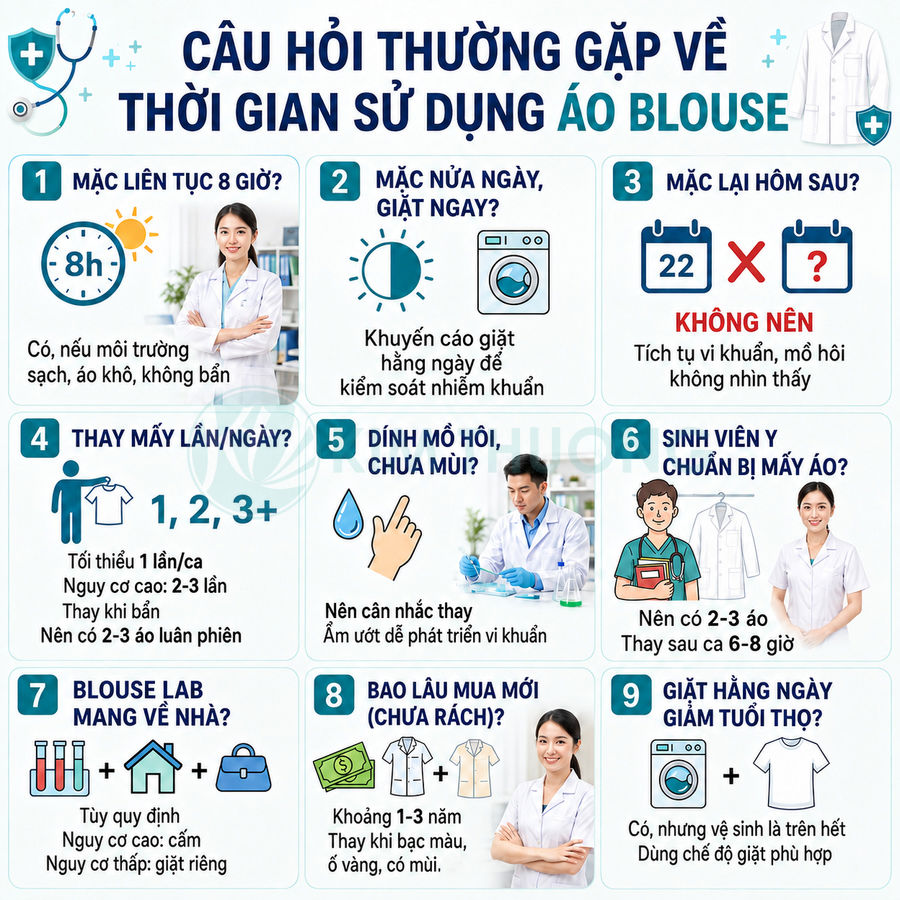 Hướng dẫn thời gian sử dụng và giặt áo blouse y khoa cho bác sĩ và sinh viên y