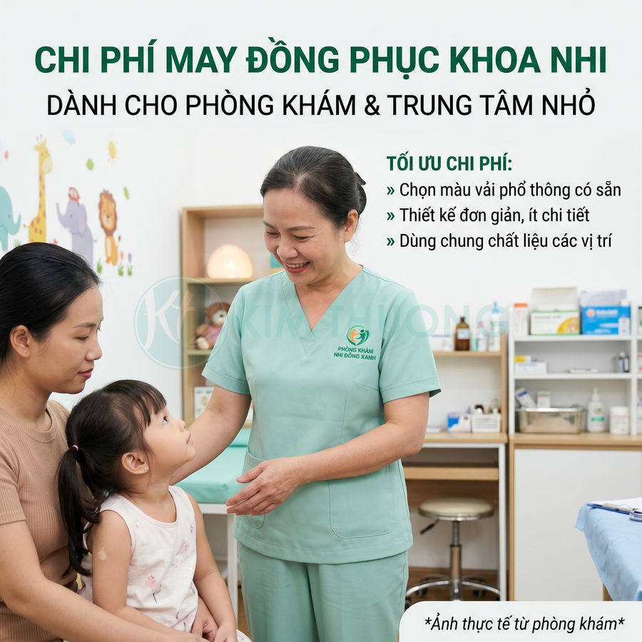 Đồng phục y tá khoa nhi màu xanh mint tại phòng khám tư vấn cho bé và phụ huynh