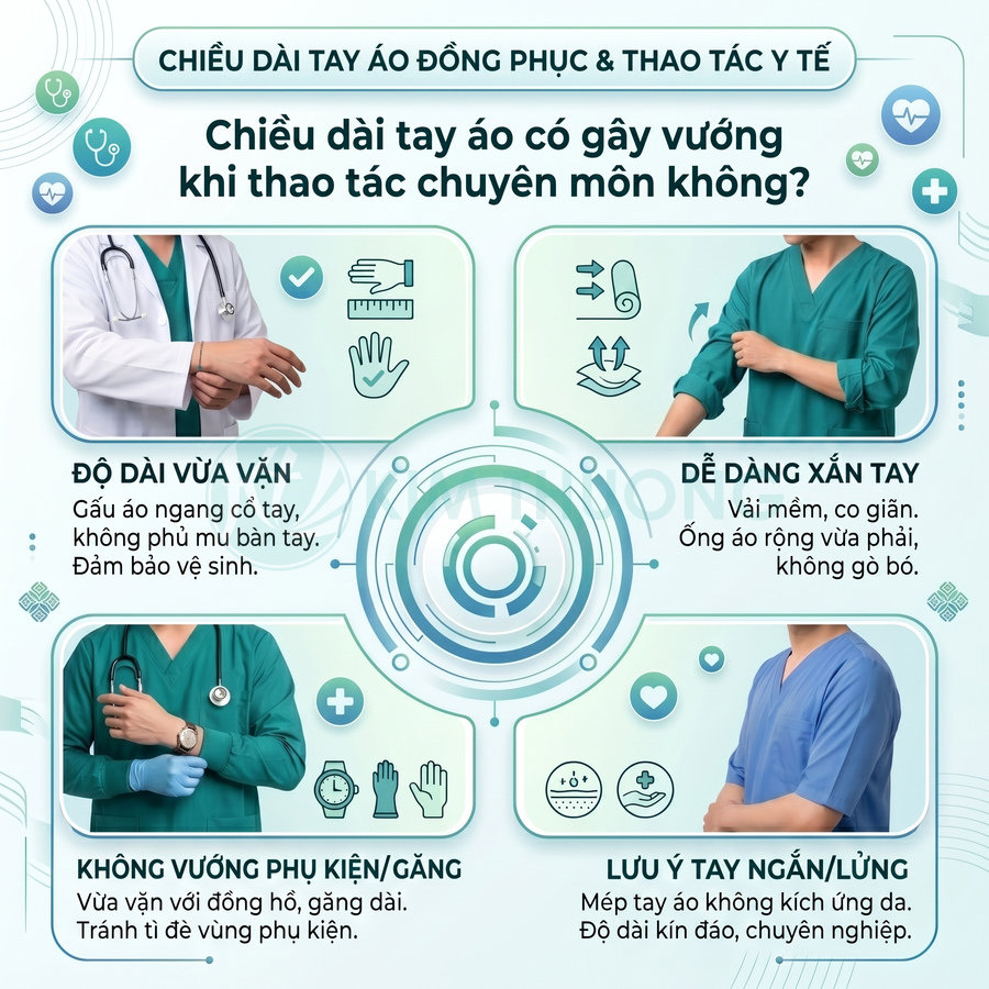 Áo blouse và đồng phục y tá bác sĩ tay lửng màu xanh trắng, thiết kế vừa vặn dễ thao tác chuyên môn