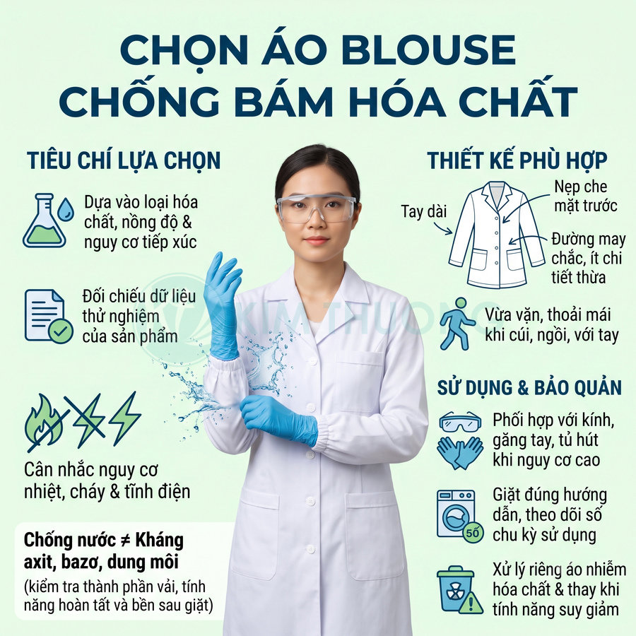 Cách chọn áo blouse phòng thí nghiệm chống bám hóa chất