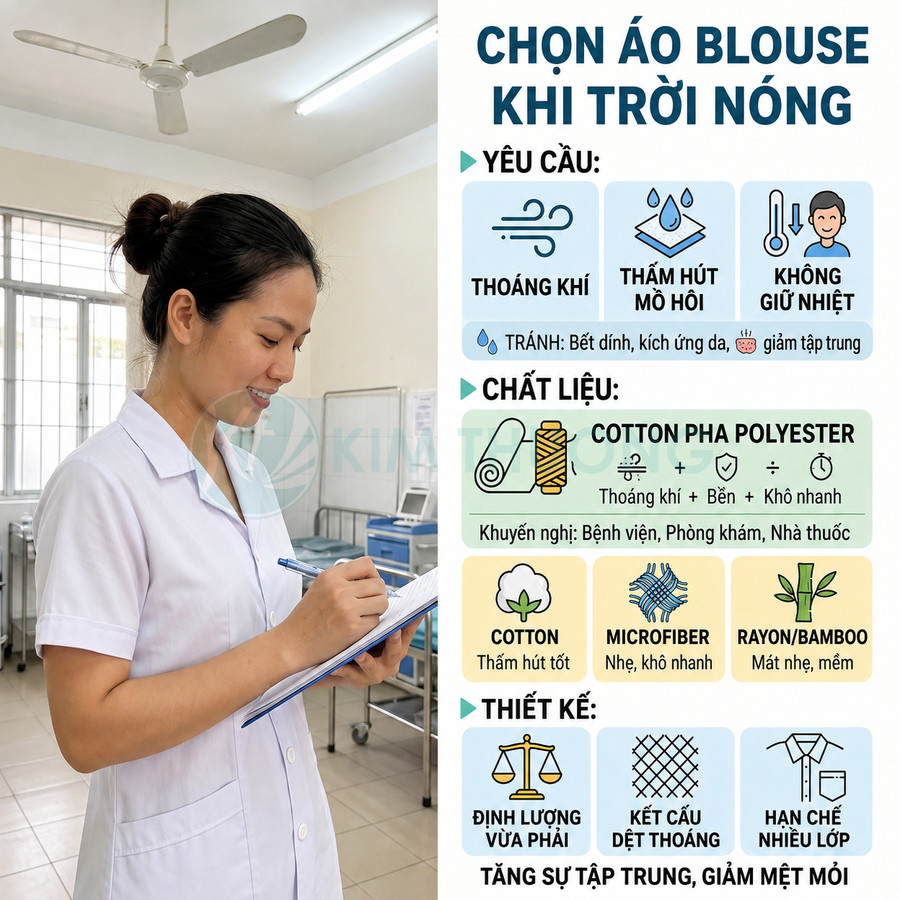 Cách chọn áo blouse cho môi trường làm việc nóng bức