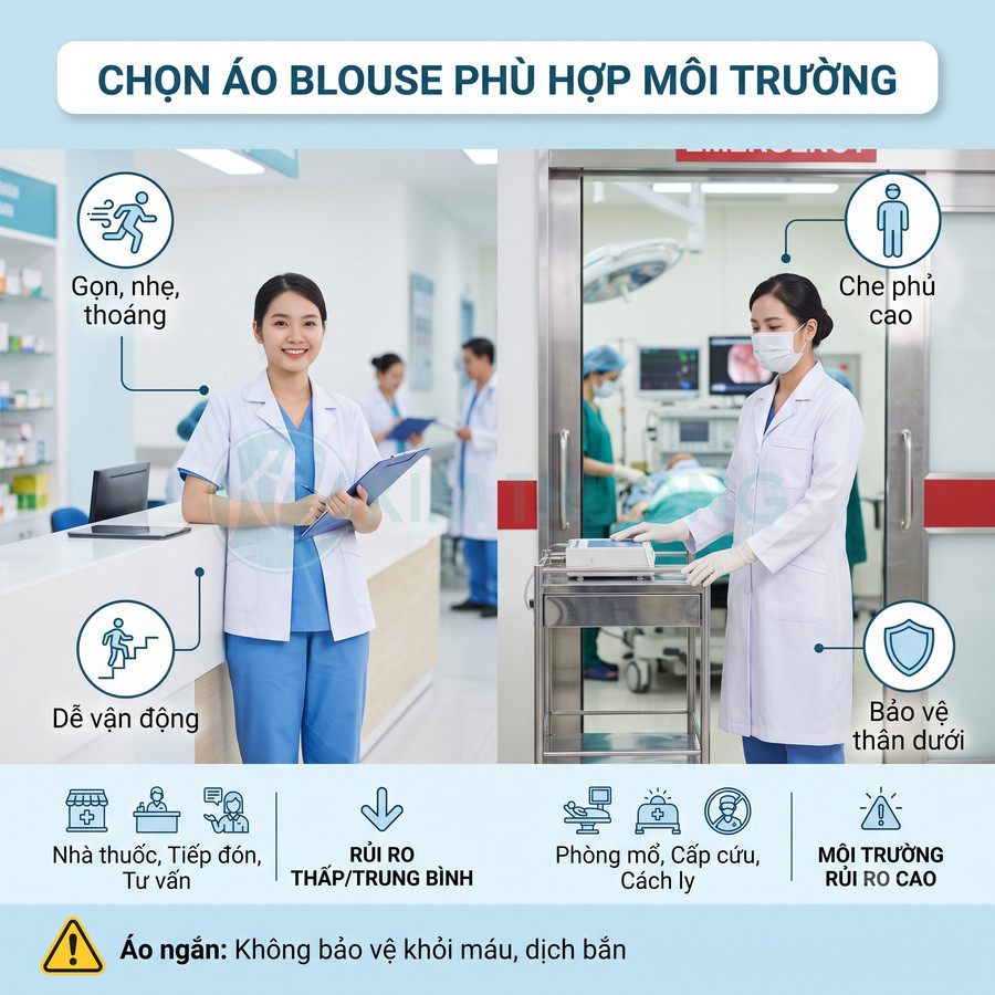 Áo blouse ngắn có phù hợp với nhân viên y tế không?