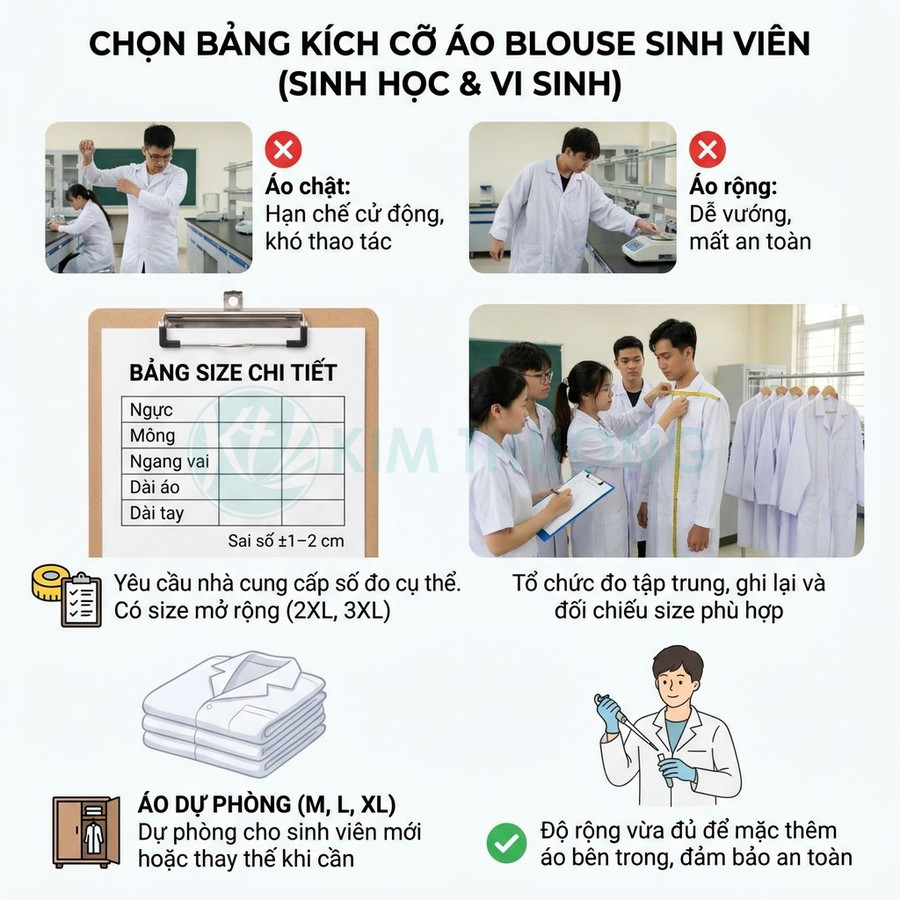 Hướng dẫn chọn size áo blouse sinh viên với bảng đo và cách mặc vừa vặn, an toàn