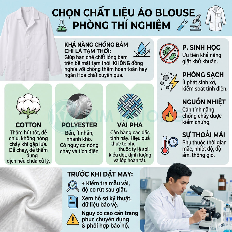 Áo blouse phòng thí nghiệm nên chọn chất liệu nào?