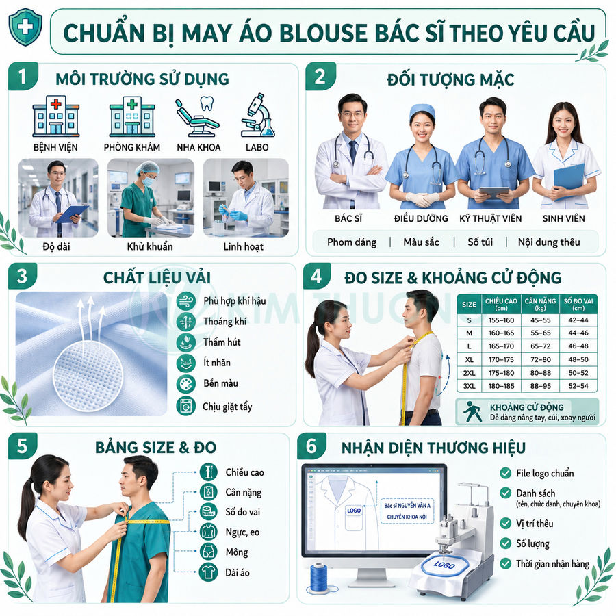 May áo blouse bác sĩ theo yêu cầu cần chuẩn bị gì?