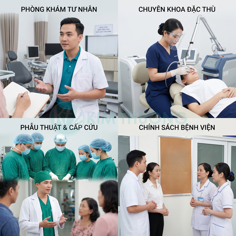 Bác sĩ và điều dưỡng tư vấn dịch vụ khám chữa bệnh, phẫu thuật cấp cứu và chuyên khoa đặc thù tại bệnh viện