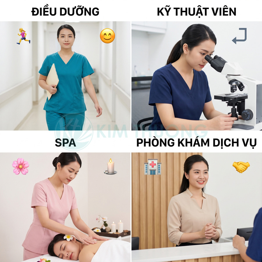 Đồng phục nữ điều dưỡng, kỹ thuật viên, nhân viên spa và lễ tân phòng khám màu sắc khác nhau