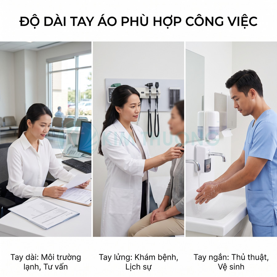 Áo blouse và đồng phục y tế tay dài tay lửng tay ngắn phù hợp từng công việc trong bệnh viện