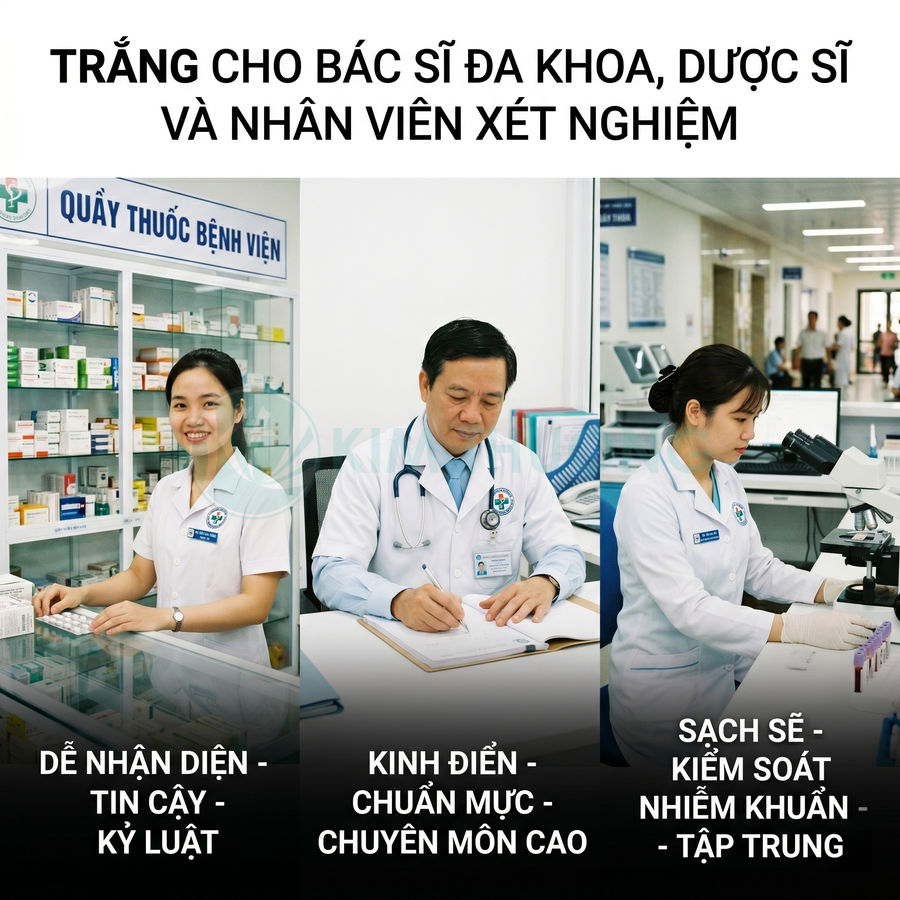 Đồng phục blouse trắng cho bác sĩ đa khoa, dược sĩ và nhân viên xét nghiệm trong bệnh viện