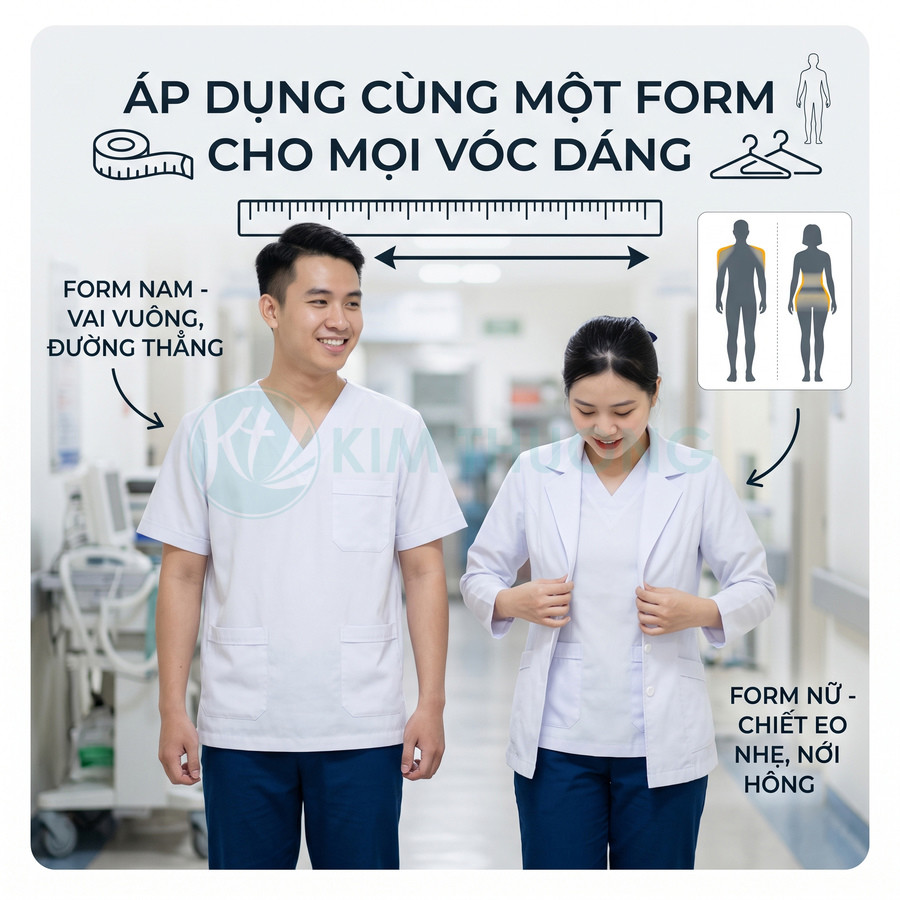 Đồng phục y tá nam nữ màu trắng xanh form rộng thoải mái phù hợp nhiều vóc dáng trong bệnh viện