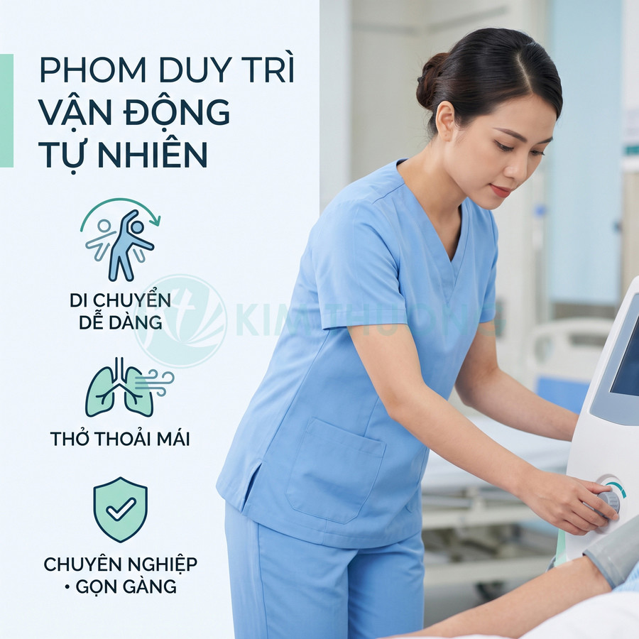 Đồng phục y tá màu xanh dương phom ôm vừa vặn giúp vận động tự nhiên và chuyên nghiệp trong bệnh viện