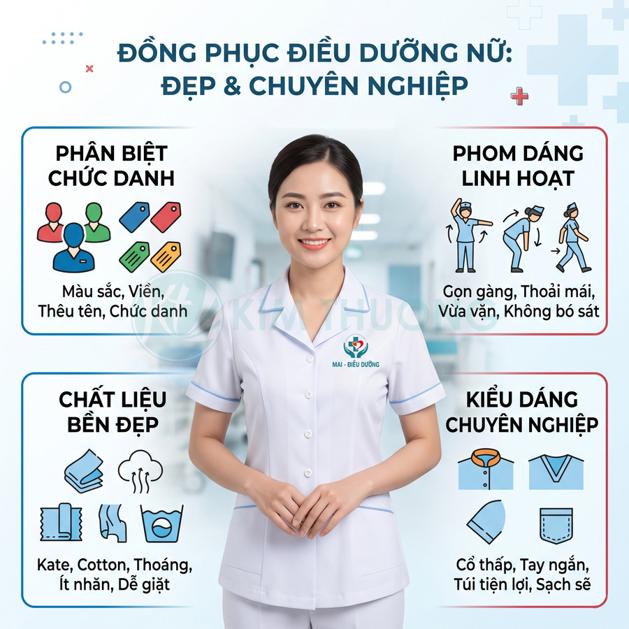 Áo blouse điều dưỡng nữ đẹp, gọn gàng và chuyên nghiệp