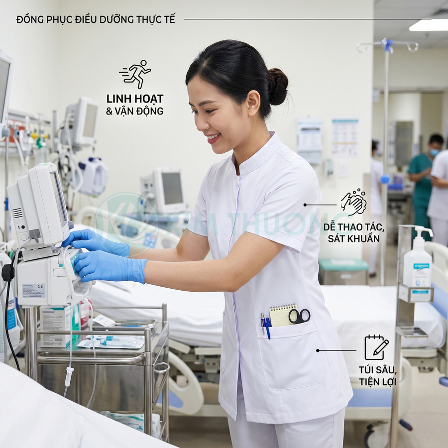 Áo blouse điều dưỡng nên chọn kiểu dáng nào để dễ làm việc?