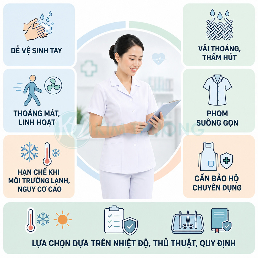 Áo blouse điều dưỡng tay ngắn có phù hợp khi trực ca dài không?