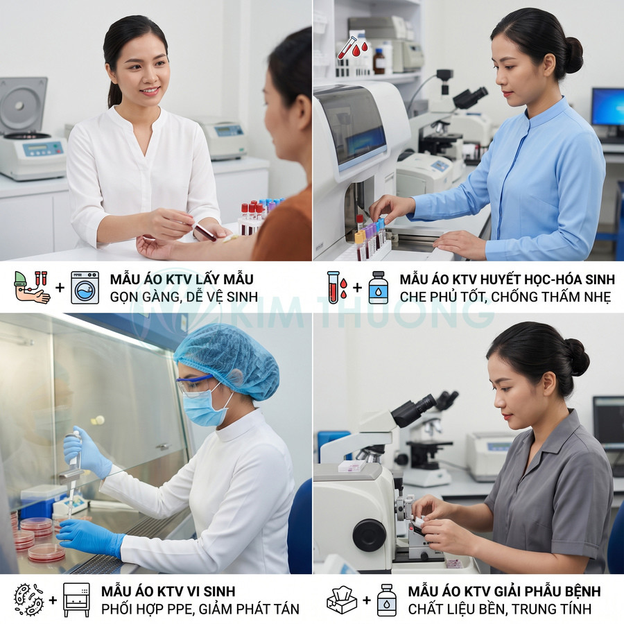 Mẫu áo đồng phục kỹ thuật viên xét nghiệm y khoa các chuyên khoa trong phòng thí nghiệm