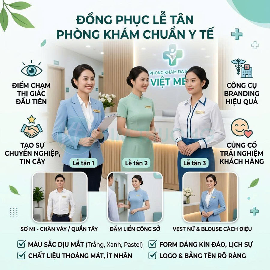 Đồng Phục Lễ Tân Phòng Khám Chuyên Nghiệp Tạo Thiện Cảm Với Khách Hàng