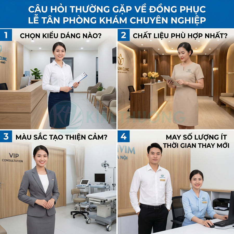 Đồng phục lễ tân phòng khám chuyên nghiệp với nhiều kiểu dáng và màu sắc khác nhau
