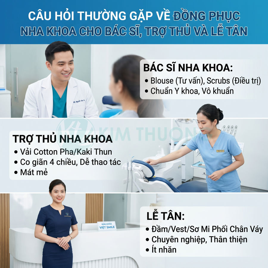 Đồng phục nha khoa cho bác sĩ, trợ thủ và lễ tân với thiết kế chuyên nghiệp, thoải mái