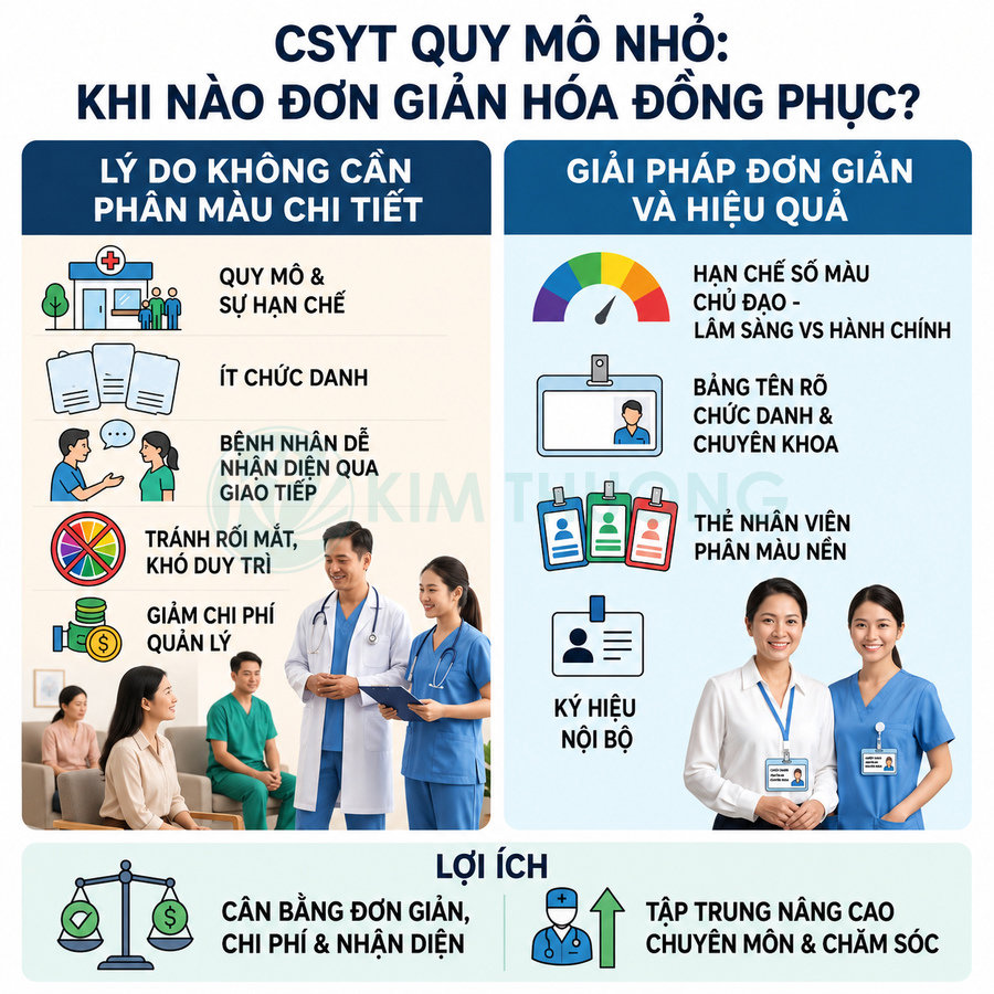 Infographic hướng dẫn đơn giản hóa đồng phục nhân viên y tế cho cơ sở y tế quy mô nhỏ