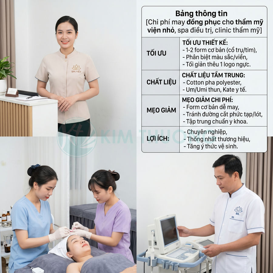 Nhân viên thẩm mỹ viện mặc đồng phục spa Việt màu pastel đang tư vấn và chăm sóc da cho khách hàng