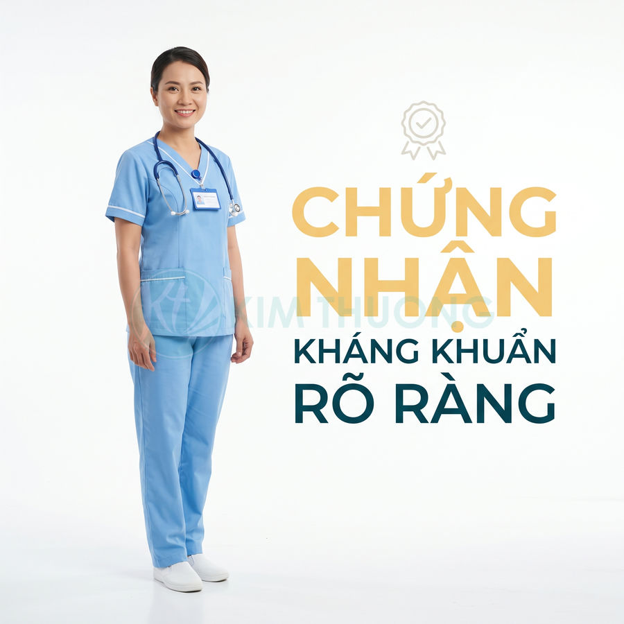 Đồng phục y tá màu xanh nhạt kháng khuẩn, thiết kế quần áo y tế tay ngắn kèm bảng tên và ống nghe